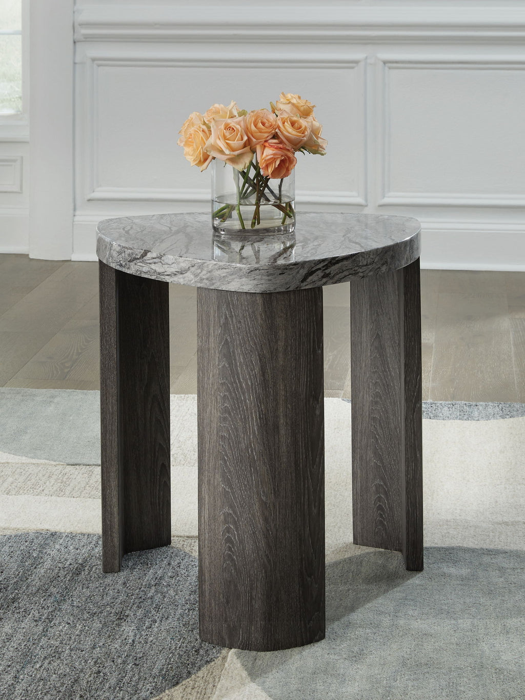 Surmour - Triangle End Table - Gray / Brown