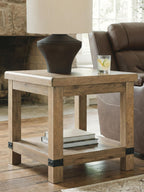Ridgester - Rectangular End Table - Light Brown