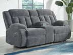 Observation - Double Reclining Power Loveseat With Console - Steel