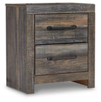 Drystan - Two Drawer Night Stand - Brown / Beige