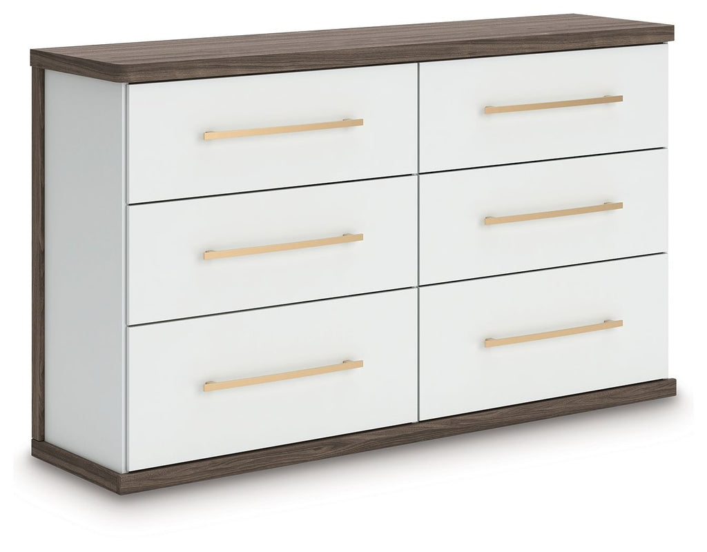 Kendanport - 3 Pc. - Dresser And 2 Nightstands - Brown / White