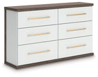 Kendanport - 3 Pc. - Dresser And 2 Nightstands - Brown / White