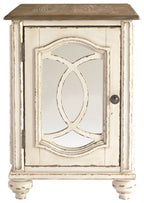 Realyn - Chair Side End Table - Insert Mirror - White / Brown