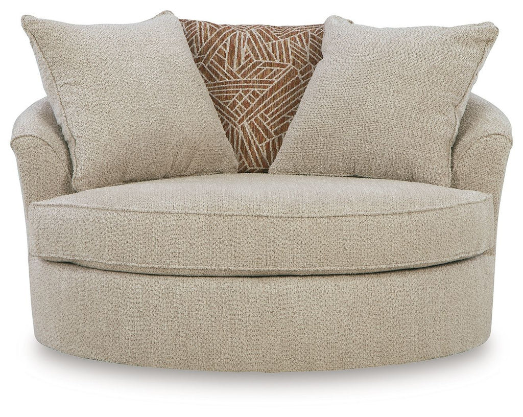 Steelwater Retreat - Oversized Swivel Accent Chair - Latte