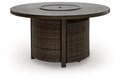 Monterey Point - Round Fire Pit Table - Dark Brown