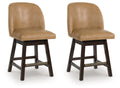 Neymorton - Upholstered Swivel Faux Leather Barstool (Set of 2) - Dark Grayish Brown
