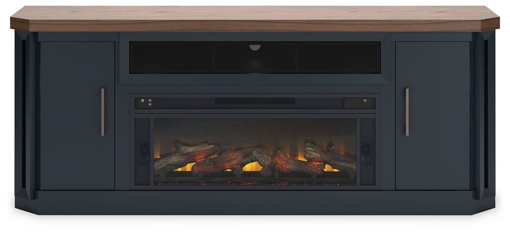 Landocken - 83" TV Stand With Electric Fireplace - Two-tone