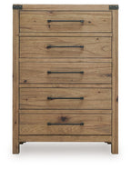 Ridgester - Five Drawer Chest - Light Brown