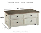 Bolanburg - Lift Top Cocktail Table - White / Brown / Beige
