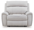 Social Pointe - Power Recliner / Adjustable Headrest - Pearl / Ash