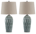 Hadbury - Ceramic Table Lamp (Set of 2) - Pale Blue / Teal