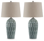 Hadbury - Ceramic Table Lamp (Set of 2) - Pale Blue / Teal