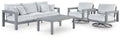 Hurley Park - 4 Pc. - Outdoor Sofa, 2 Lounge Chairs And Coffee Table - Gray