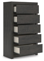Fraluna - Five Drawer Chest - Charcoal