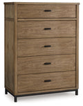 Tomtyn - Five Drawer Chest - Light Brown