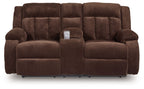 Free Wake - Double Relcining Power Loveseat With Console - Chocolate