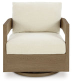Serene Bay - Swivel Glider Chair With Cushion - Dark Brown / White