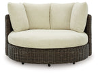Kimora - Swivel Lounge Chair With Cushion - Beige / Dark Brown