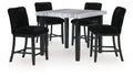 Mervannie - 5 Pc. - Counter Height Dining Table And 4 Barstools - Gray / Black