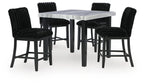 Mervannie - 5 Pc. - Counter Height Dining Table And 4 Barstools - Gray / Black