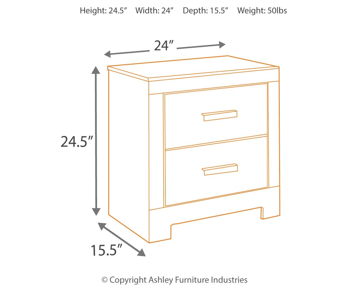 Culverbach - Two Drawer Night Stand - Gray
