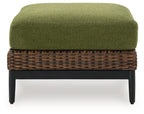 Horizon Hall - Ottoman With Cushion - Brown / Green