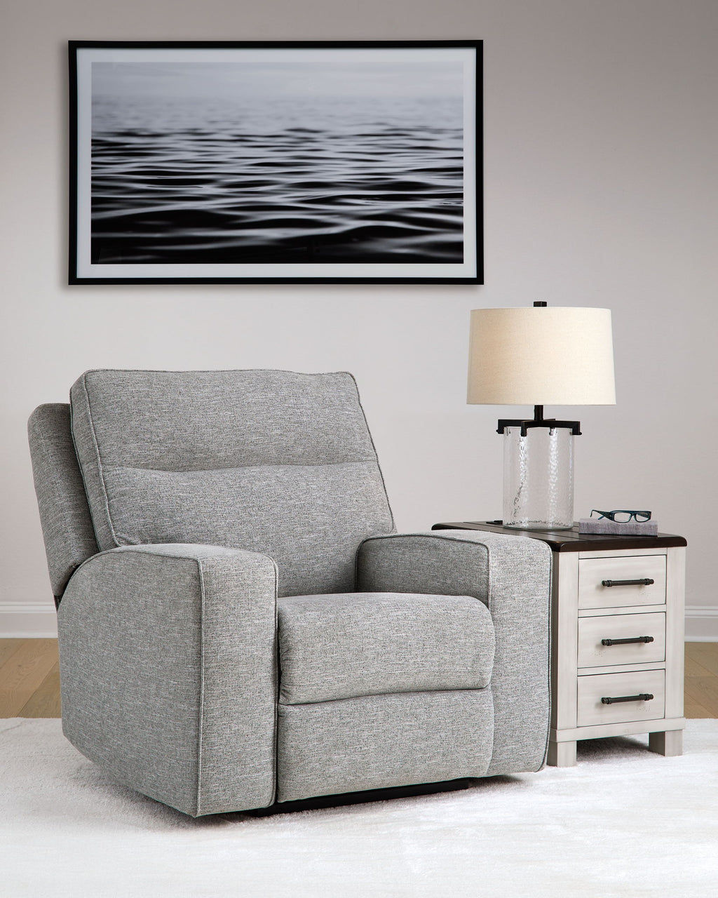 Biscoe - Power Recliner /Adj Headrest - Pewter