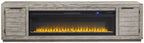 Naydell - 92" TV Stand With Wide Fireplace Insert - Gray