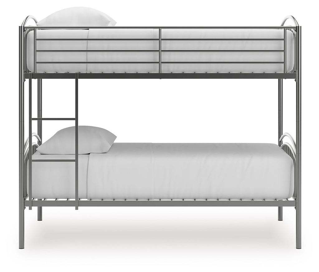 Lanceburg - 3 Pc. - Twin Over Twin Bunk Bed And 2 Mattresses - Gray