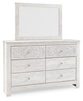 Paxberry - Dresser, Mirror - Medallion Drawer Pulls - Whitewash