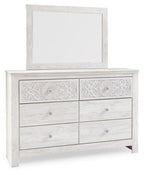 Paxberry - Dresser, Mirror - Medallion Drawer Pulls - Whitewash