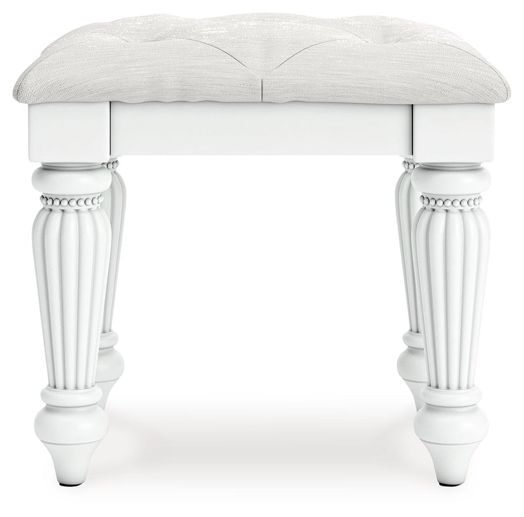 Kozlani - Vanity Upholstered Stool - White