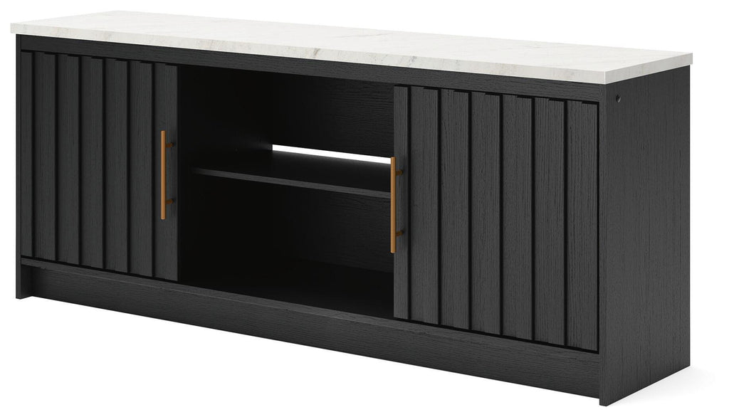 Cadmori - XL TV Stand With Fireplace Option - Black / White