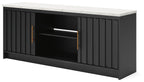 Cadmori - XL TV Stand With Fireplace Option - Black / White