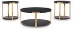 Shylore - Occasional Table Set (Set of 3) - Black / Brass Finish