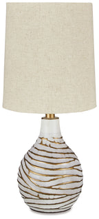 Aleela - Metal Table Lamp  - White / Gold Finish