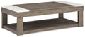 Loyaska - Lift Top Cocktail Table - Grayish Brown / White