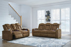 Wolfridge - 2 Pc. - Power Reclining Sofa, Power Reclining Loveseat With Console - Brindle