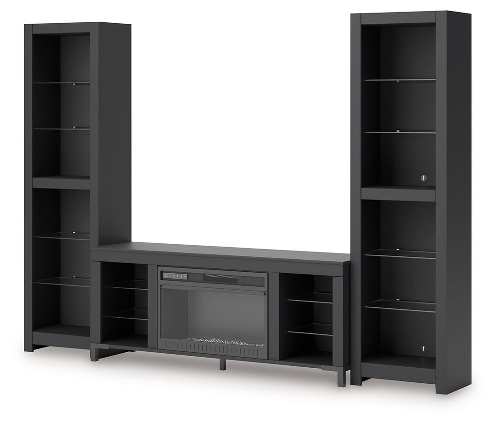 Cayberry - 3-Piece Entertainment Center With Electric Fireplace - Black