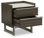 Arkenton - Two Drawer Night Stand - Grayish Brown / White