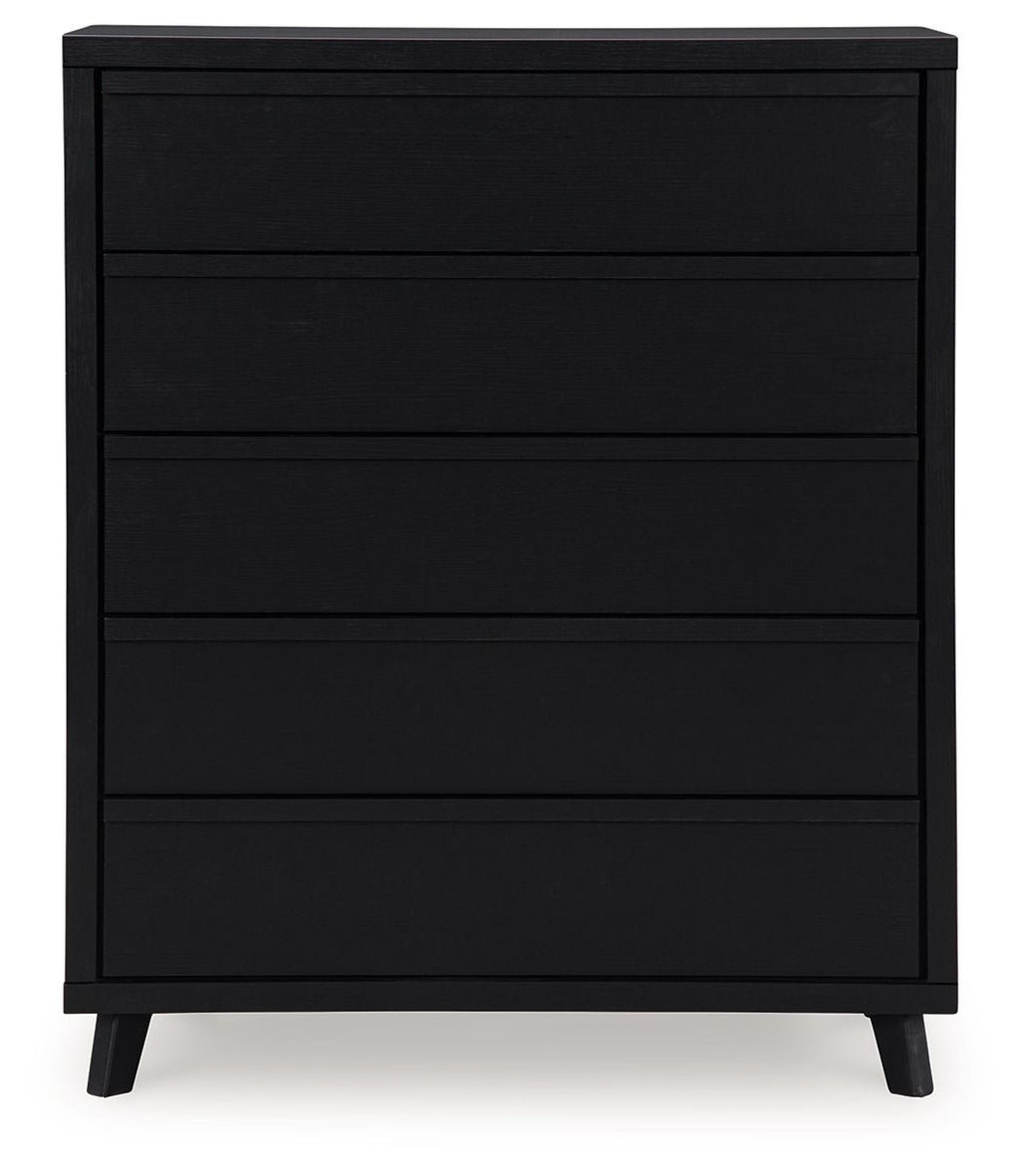 Danziar - Five Drawer Wide Chest - Black