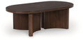 Korestone - Oval Cocktail Table - Dark Brown