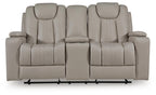 Elevate Edges - Glide Reclining Loveseat With Console - Coin
