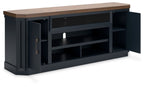 Landocken - XL TV Stand W/Fireplace Option - Brown / Blue