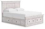 Makidern - Panel Storage Bed With Under Bed Storage Unit And Storage Footboard