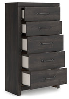 Hollivern - Five Drawer Chest - Dark Gray