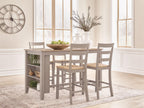Harperfeld - 5 Pc. - Dining Table And 4 Barstools - Natural / Gray