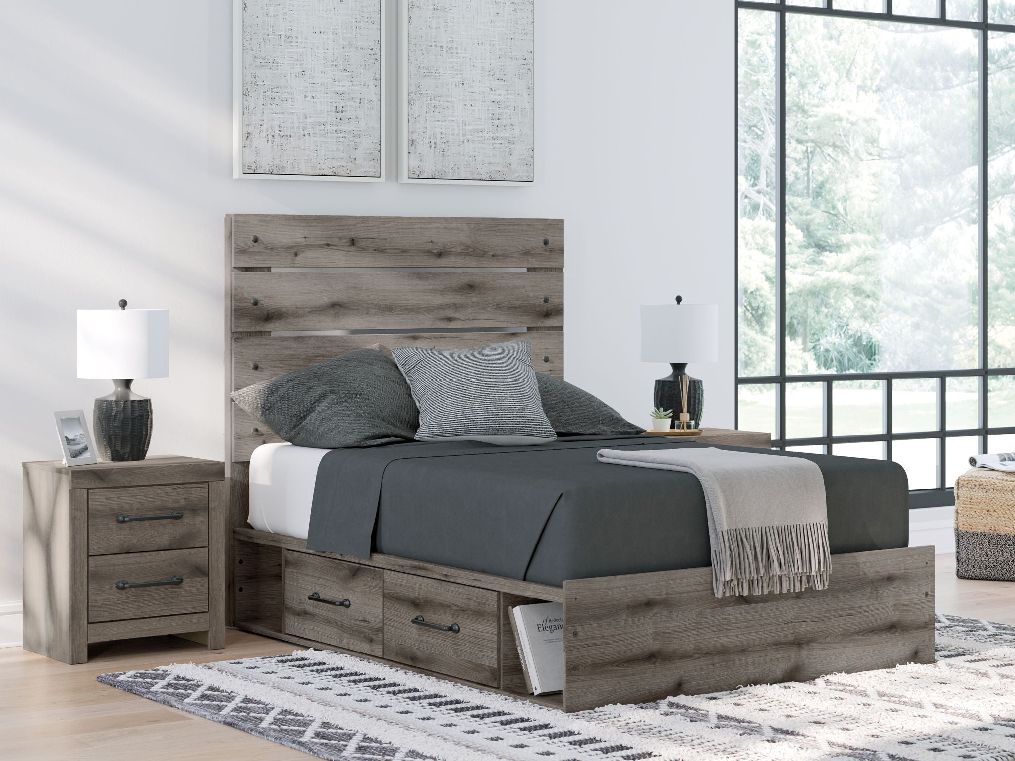 Graystorm - Panel Bed With Storage