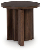 Korestone - Round End Table - Dark Brown