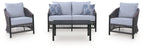 Bridges Beach - Loveseat, Lounge Chairs, Table Set (Set of 4) - Gray
